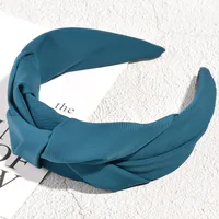 Retro Solid Color Knotted Fabric Headband sku image 2