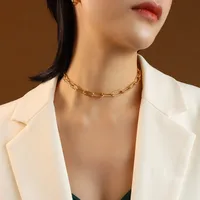 Wholesale Jewelry Fashion Geometric 304 Stainless Steel 18K Gold Plated Plating Necklace sku image 4