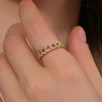 Fashion Zircon Chain Hollow Opening Adjustable Ring main image 1