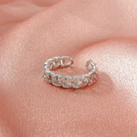 Fashion Zircon Chain Hollow Opening Adjustable Ring main image 4