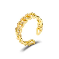 Fashion Zircon Chain Hollow Opening Adjustable Ring main image 5