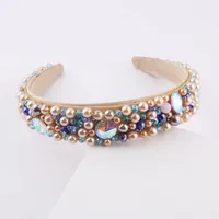 Baroque Sponge Broad-rim Pearl Rhinestone Headband main image 1