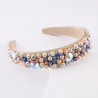 Baroque Sponge Broad-rim Pearl Rhinestone Headband main image 2