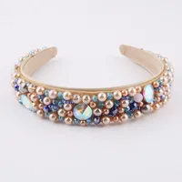 Baroque Sponge Broad-rim Pearl Rhinestone Headband main image 3