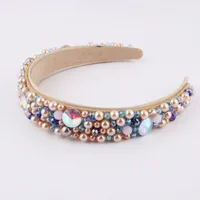 Baroque Sponge Broad-rim Pearl Rhinestone Headband main image 5
