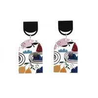 Wholesale Retro Embossed Printed Transparent Acrylic Earrings main image 2