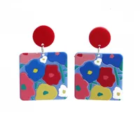 Wholesale Retro Embossed Printed Transparent Acrylic Earrings main image 3