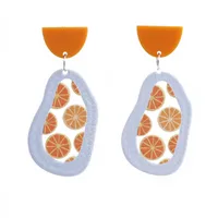 Wholesale Retro Embossed Printed Transparent Acrylic Earrings main image 4
