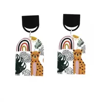 Wholesale Retro Embossed Printed Transparent Acrylic Earrings main image 5