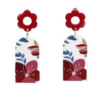 Wholesale Retro Embossed Printed Transparent Acrylic Earrings sku image 6
