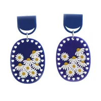 Wholesale Retro Embossed Printed Transparent Acrylic Earrings sku image 7