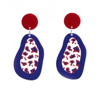 Wholesale Retro Embossed Printed Transparent Acrylic Earrings sku image 1
