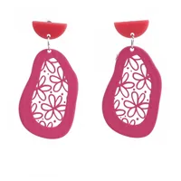 Wholesale Retro Embossed Printed Transparent Acrylic Earrings sku image 2