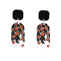 Wholesale Retro Embossed Printed Transparent Acrylic Earrings sku image 15