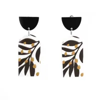 Wholesale Retro Embossed Printed Transparent Acrylic Earrings sku image 8