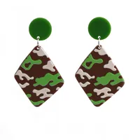 Wholesale Retro Embossed Printed Transparent Acrylic Earrings sku image 9