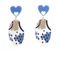 Wholesale Retro Embossed Printed Transparent Acrylic Earrings sku image 10