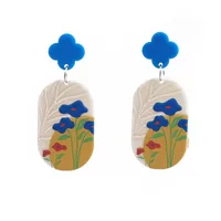 Wholesale Retro Embossed Printed Transparent Acrylic Earrings sku image 11