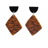 Wholesale Retro Embossed Printed Transparent Acrylic Earrings sku image 12