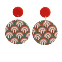 Wholesale Retro Embossed Printed Transparent Acrylic Earrings sku image 3