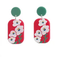 Wholesale Retro Embossed Printed Transparent Acrylic Earrings sku image 4