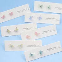 Colorful Resin Butterfly Small Stud Earrings main image 4