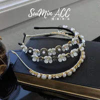 Korean Version Pearl Flower Full Diamond Headband main image 1
