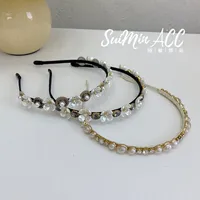 Korean Version Pearl Flower Full Diamond Headband main image 3