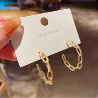 Korean Style Hollow C-shaped Metal Chain Design Earrings main image 4