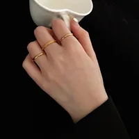 Wholesale Jewelry Simple Style Round 201 Stainless Steel Gold Plated Plating Rings main image 3