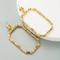 Fashion Square Long Pendant Alloy Rhinestone Earrings main image 2