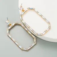 Fashion Square Long Pendant Alloy Rhinestone Earrings main image 4
