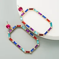 Fashion Square Long Pendant Alloy Rhinestone Earrings sku image 1