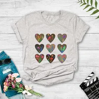Fashion Plant Style New Heart Print Short Sleeve T-shirt main image 8