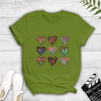 Fashion Plant Style New Heart Print Short Sleeve T-shirt main image 4