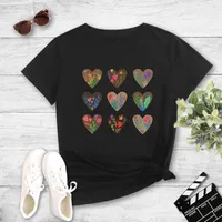 Fashion Plant Style New Heart Print Short Sleeve T-shirt sku image 1