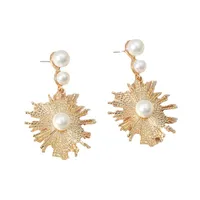 Fashion Creative Long Pearl Sun Flower Earrings main image 5