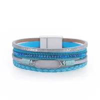 Bohemian Printing Pu Leather Rhinestones Women's Bracelets sku image 1