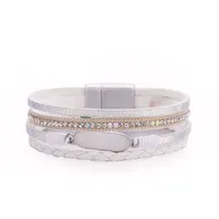 Bohemian Printing Pu Leather Rhinestones Women's Bracelets sku image 3