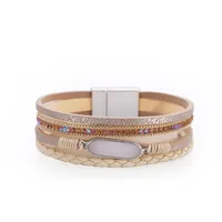Bohemian Printing Pu Leather Rhinestones Women's Bracelets sku image 4