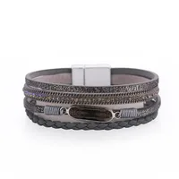 Bohemian Printing Pu Leather Rhinestones Women's Bracelets sku image 5