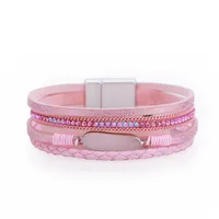 Bohemian Printing Pu Leather Rhinestones Women's Bracelets sku image 7
