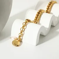 Fashion Freshwater Pearl 18k Gold Plated Stainless Steel Bracelet main image 4