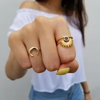 Titanium Steel Gold Plated Fashion Plating Sun main image 2