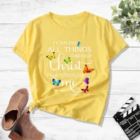 Casual Butterfly Letters Printed Short-sleeved T-shirt Women main image 2