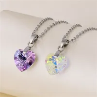 Fashion Crystal Heart-shape Titanium Steel Necklace Wholesale main image 2