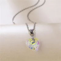 Fashion Crystal Heart-shape Titanium Steel Necklace Wholesale main image 3
