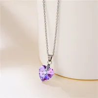 Fashion Crystal Heart-shape Titanium Steel Necklace Wholesale main image 4