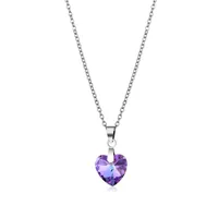 Fashion Crystal Heart-shape Titanium Steel Necklace Wholesale main image 5