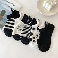 Fashion Black And White Cow Cartoon Short Cotton Socks Wholesale sku image 2